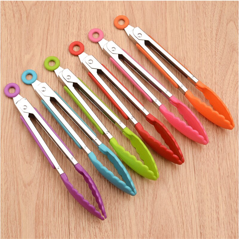 Pinzas de silicona de acero inoxidable para cocina, accesorios de cocina, pinza de barbacoa para ensalada y sartén, tenazas para servir comida, utensilios de cocina