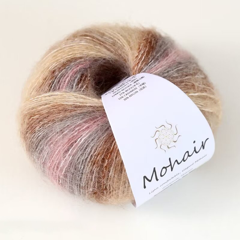Ovillo de lana de Mohair degradado para tejer a mano, hilo de ganchillo suave y cálido, segmento de lana de bebé, hilo teñido para suéter, sombrero y bufanda, 25g por bola: Verde militar