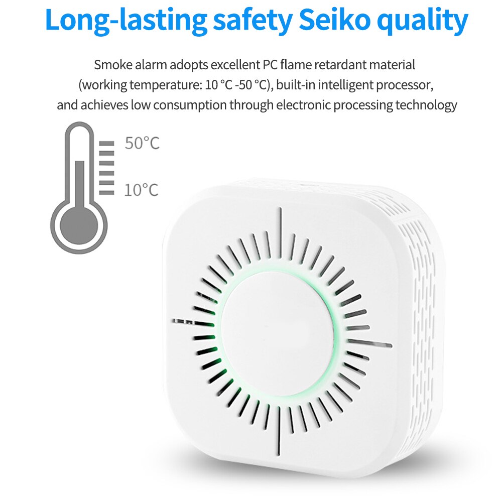 TISHRIC 433MHz Wireless Smoke Sensor Detector Protection Smoke Detector Fire Alarm System Security Work with Sonoff RF Bridge