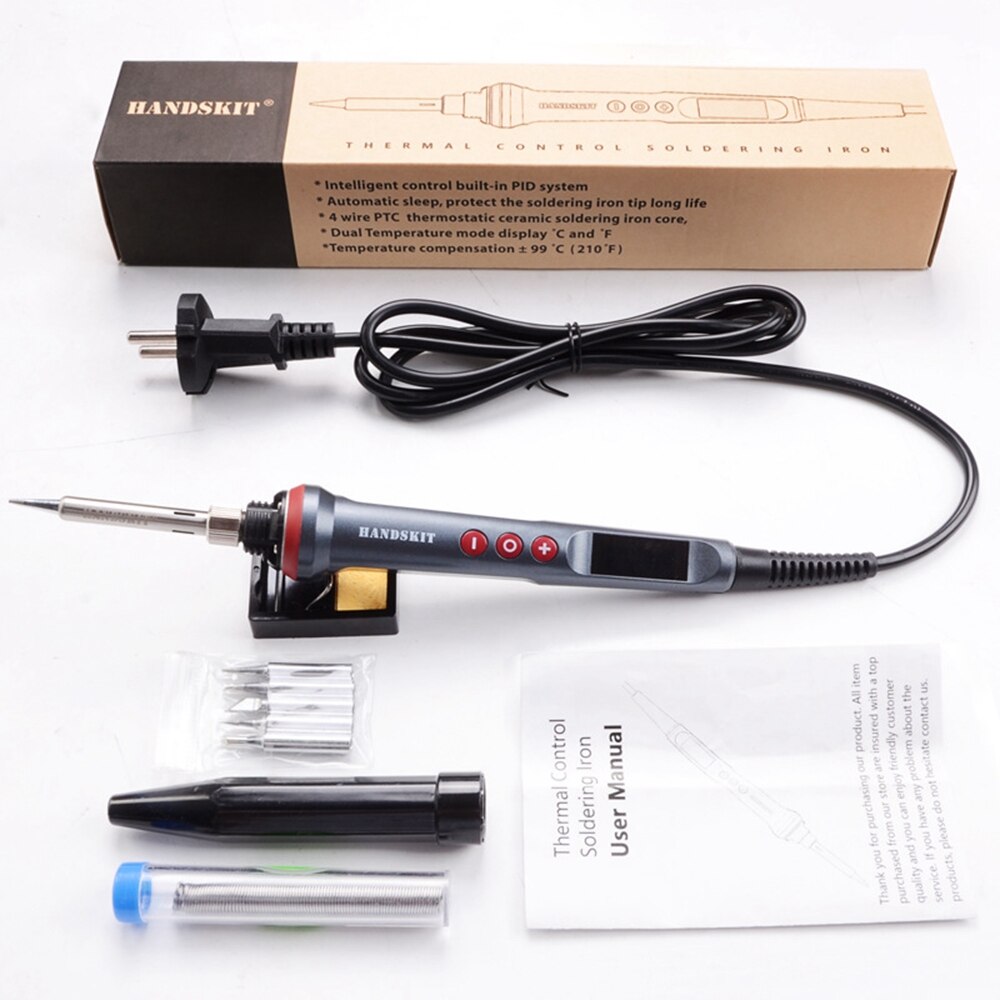 90W LED Handskit Digital Soldering Iron Kit 110V/220V Adjust Temperature Electrical Soldering Iron 4 Wire Core Welding Tools