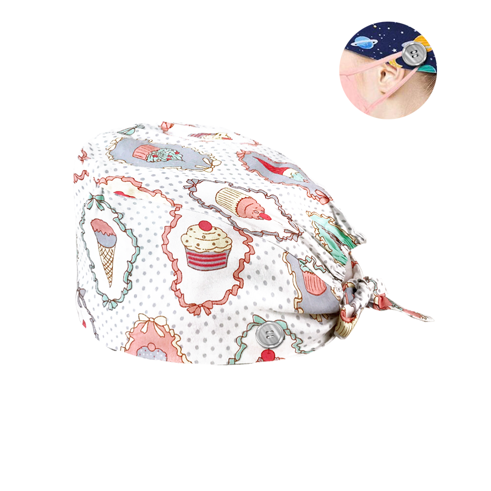 Sanxiaxin Multi couleur impression florale serviette de sueur réglable gommage chapeau animalerie spa uniforme travail chapeau salon gommage casquette: Buttons12080