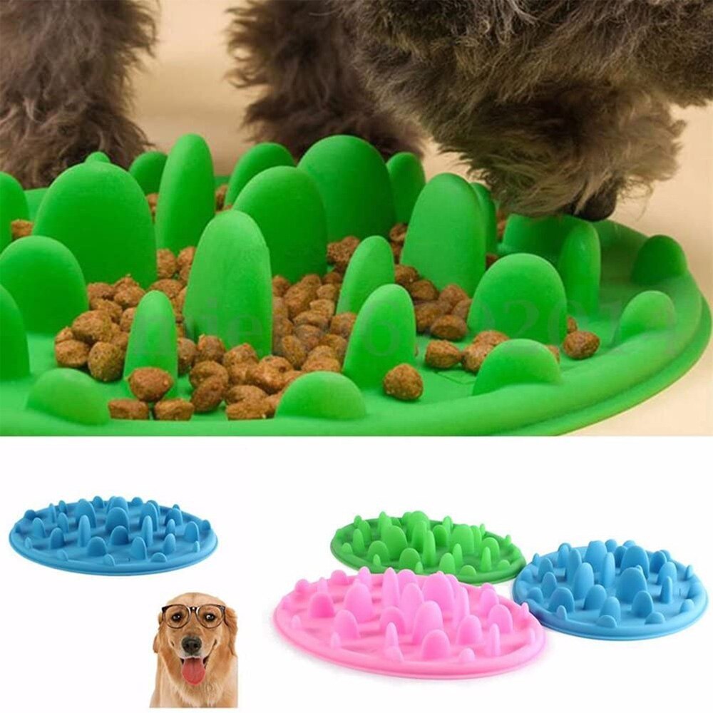 Pet Dog Feeding Food Dish Bowl Slow Feeder Puzzle Anti-Choke Silicone Puppy Slow Eating Feeder Dish for Small Medium dogs Cats