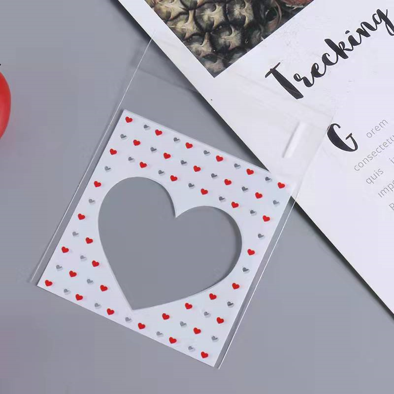 100 Uds 7x7/10x10cm bolsa de plástico para violonchelo con forma de corazón bolsa autosellante para DIY dulces galletas Snack paquete para hornear decoración pequeñas empresas: M / YELLOW