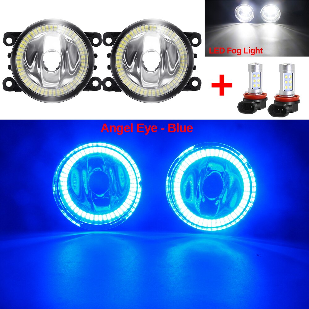 Angel Eye Mistlamp Auto Halo Ring Fog Lamp Drl H11 12V Voor Mitsubishi L200 Pajero Outlander Colt Triton eclipse Endeavor Galant: White and Blue