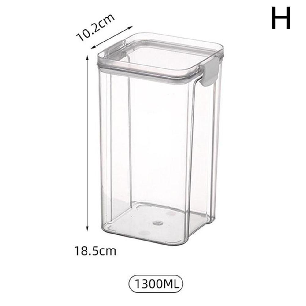 Square Sealed PET Jars Kitchen Storage Big Capacity Coffee Bean Storage Can Glass Jar With Lid Food Container Organizer Bottle: white 1300ML