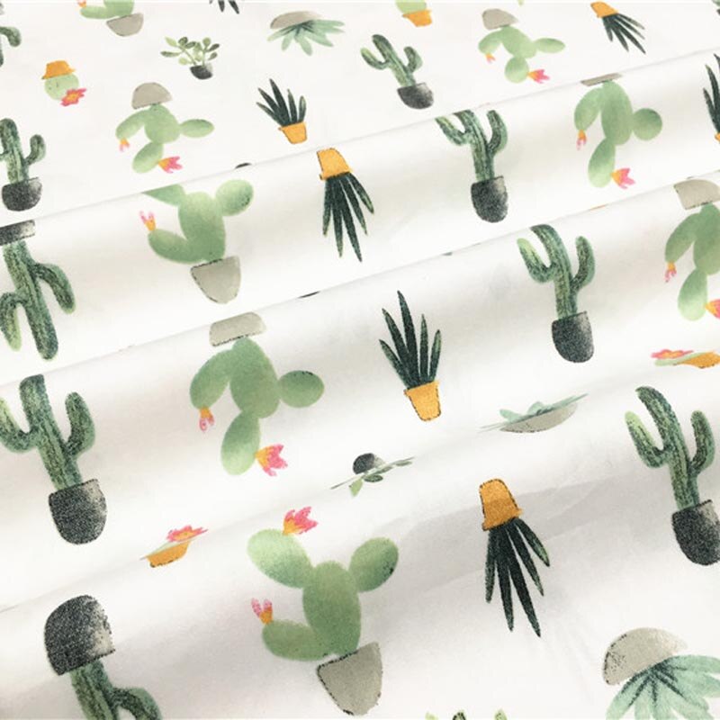 Tela de algodón DIY de 160CM x 50CM con estampado de Cactus verde, ropa de cama para niños, acolchado, decoración: green Cactus