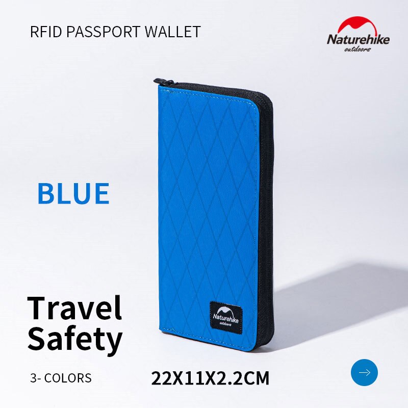 Naturehike Outdoor Ultralight RFID Blocking Anti Theft Travel Wallet Multifunctional Bag Ticket Card Business Passport ZT07: Blue