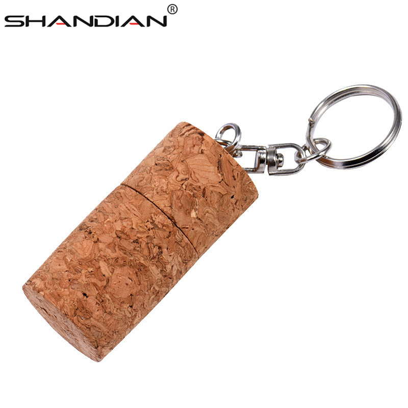 SHANDIAN sughero in legno chiavetta USB bottiglia di legno spina pendrive 4GB 16GB 32GB 64gb memory stick moda con portachiavi regali