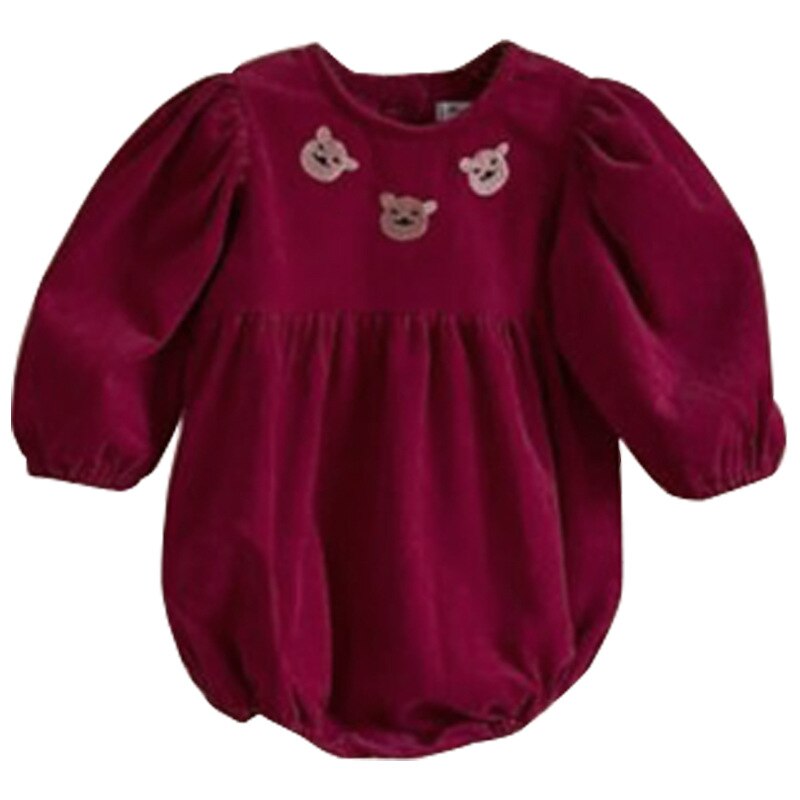 Baby Bodysuits Leuke Kleine Beer Borduren Lange Mouw Baby Meisjes Bodysuit Losse Kids Jongens Jumpsuit Lente Kleding