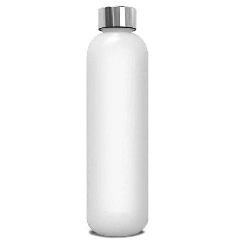 Large-Capacity Transparent Frosted Water Cup Leak-Proof BPA-Free Water Bottle With Time Markers 1000ML For Sports Gym: white