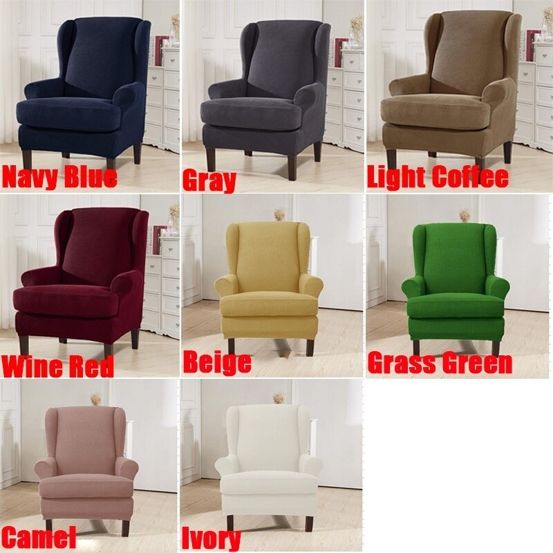 Elastische fauteuilhoes, vleugelstoel, vleugelrughoes, stretch bankhoes, stoelbeschermer, alleen hoes: Ivoor