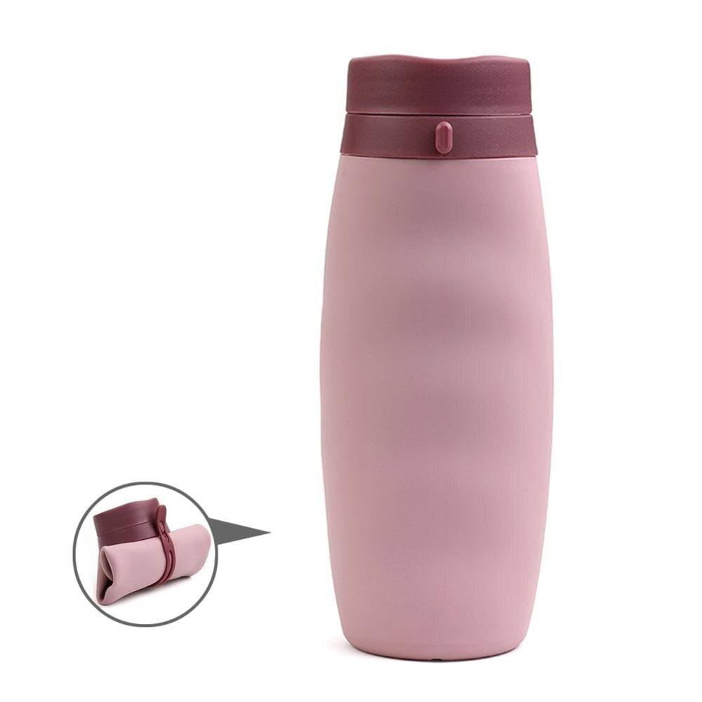 Bouteille d'eau de vélo Portable Silicone bouteille pliante sport boisson tasse réutilisable voyage bouteille d'eau vélo accessoire: Pink