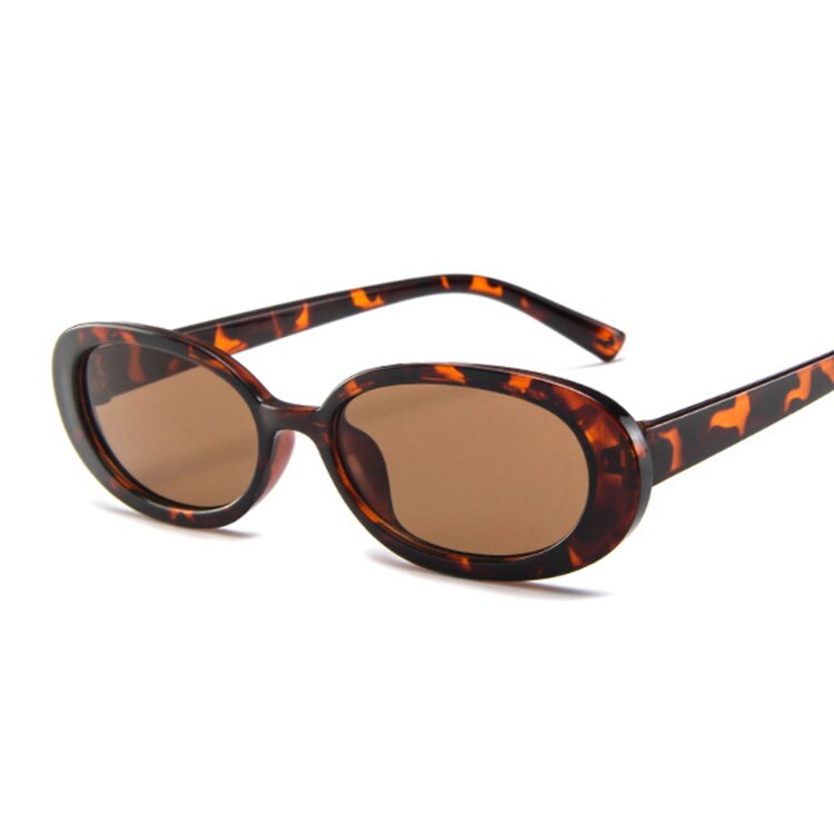 Kvinder ovale solbriller solbriller kvinder vintage briller kvindelige gennemsigtige linser dame  uv400: Leopard