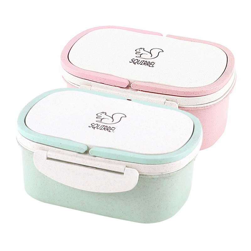 Caja de microondas Bento japonesa a prueba de fugas para cocina, caja de paja de trigo, caja para almuerzo de niños, fiambrera Bento para niños, bolso para guardar comida 1 pz