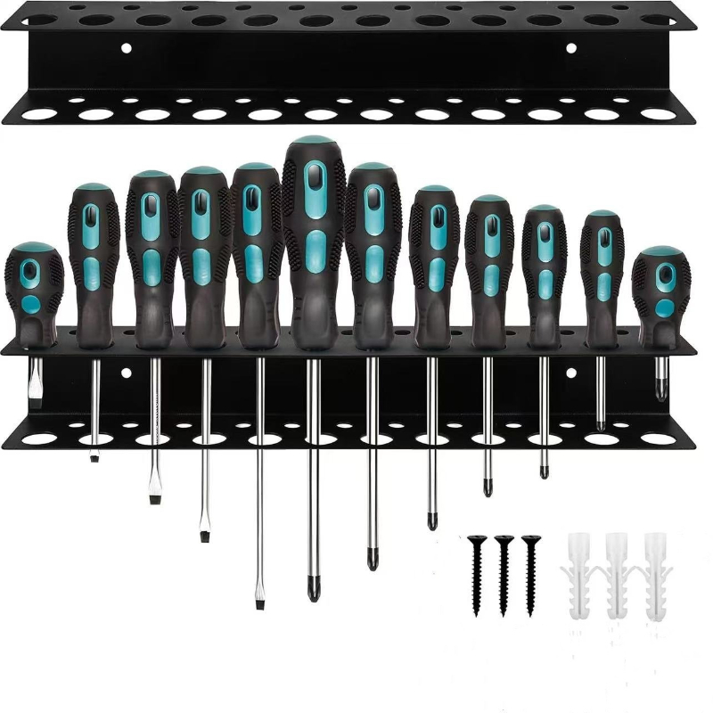 cremagliera di stoccaggio per attrezzi hardware Telaio per morsetto per cacciavite a parete in ferro Espositore per cacciavite multipolare dal design leggero