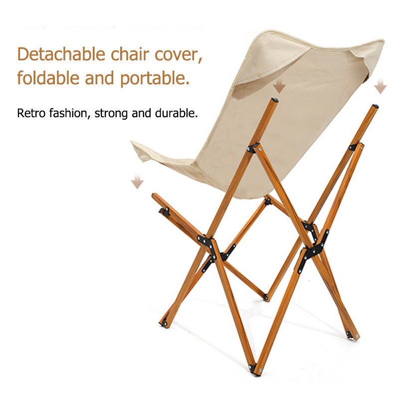 Houten Strand Vlinder Stoel Aluminium Klapstoel Voor Outdoor Wandelen Bbq Reizen Met Opbergzakken