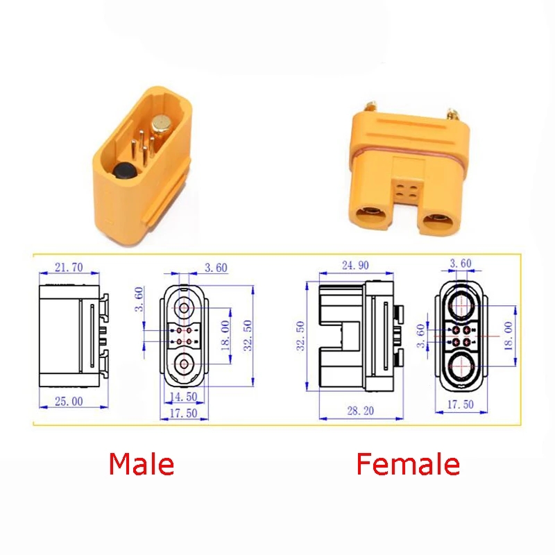 Vergaren AS150U Plug Connector 2.0Mm Banaan Hoofd 18AWG Anti-Ontsteking Met Signaal Pin Lithium Batterij Waterdichte Socket Onderdelen