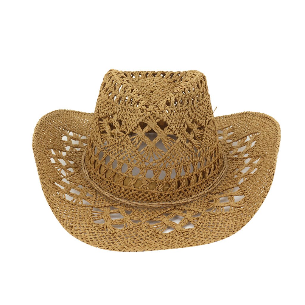 Straw Western Cowboy Hat Hand Made Beach Sunhats Party Sun For Man Woman Curling Brim Cap Sun Protection Unisex Hats