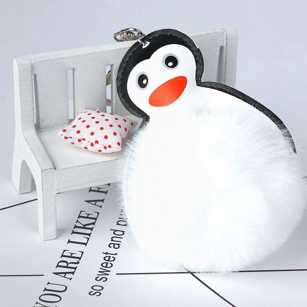 Pluizige bal schattige harige pinguïn sleutelhangers sleutelhanger voor vrouwen meisjes tashanger bont auto sleutelhanger sleutelhangers pompon