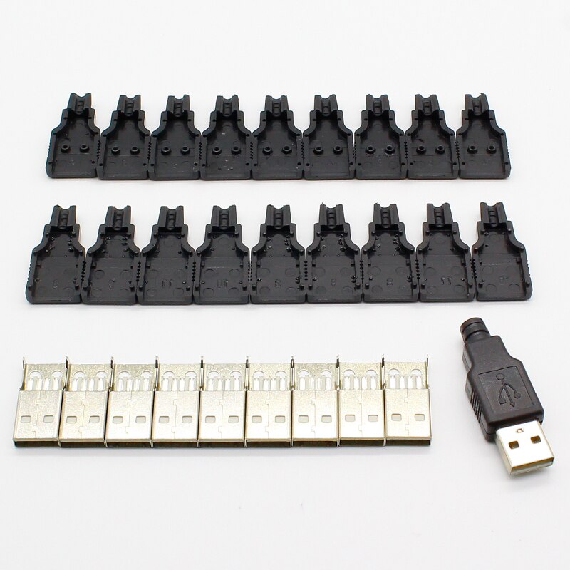 Imc 10Pcs Type A Male Usb 4 Pin Plug Socket Connector Met Zwarte Plastic Cover