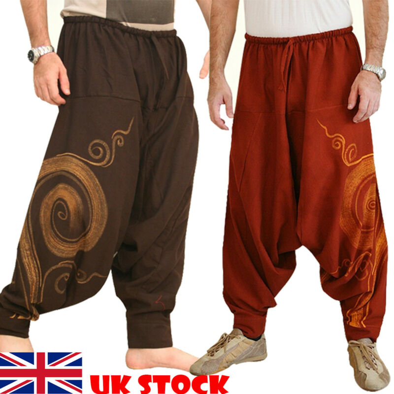 Oversize herre baggy harem bukser festival hippie boho harem ørken bukser egyptisk mystisk mønster herre tøj