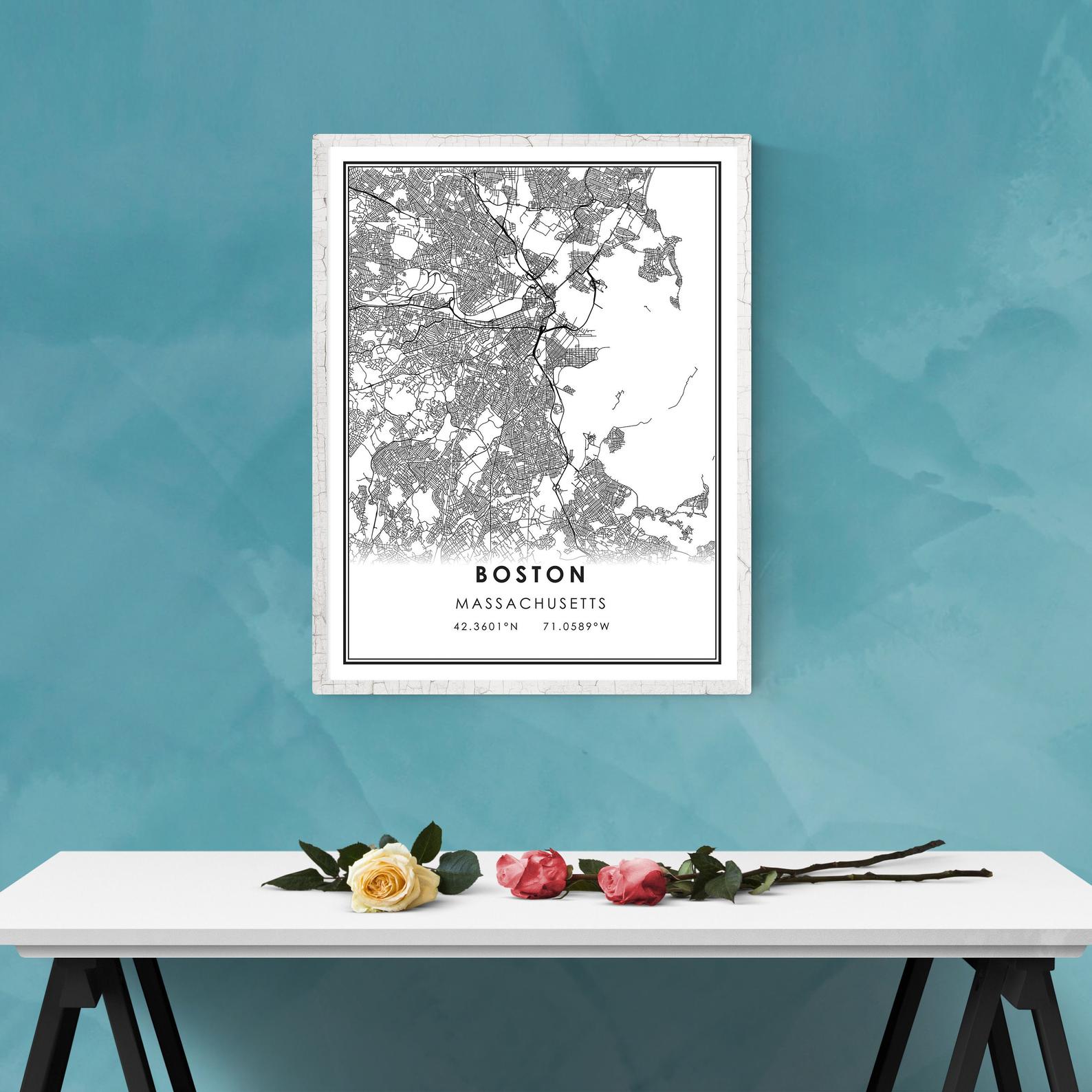 Boston map print poster canvas | Boston city map print poster canvas