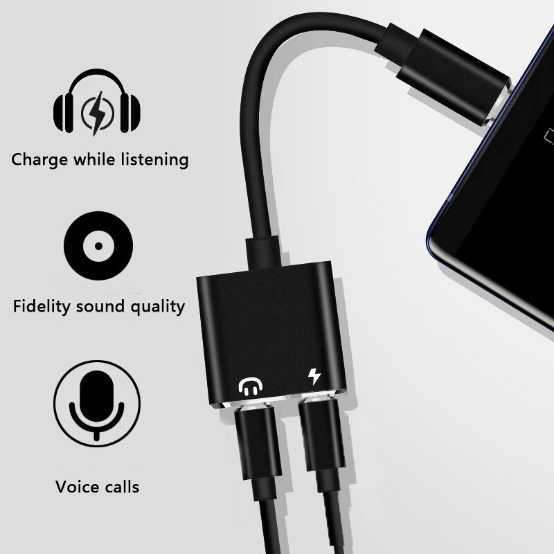 2 In 1 Audio Charging Adapter For iPhone 12 11 Pro X Xs Max XR 7 8 Plus iPad Aux Jack for Double Lightning to Headphone Splitter