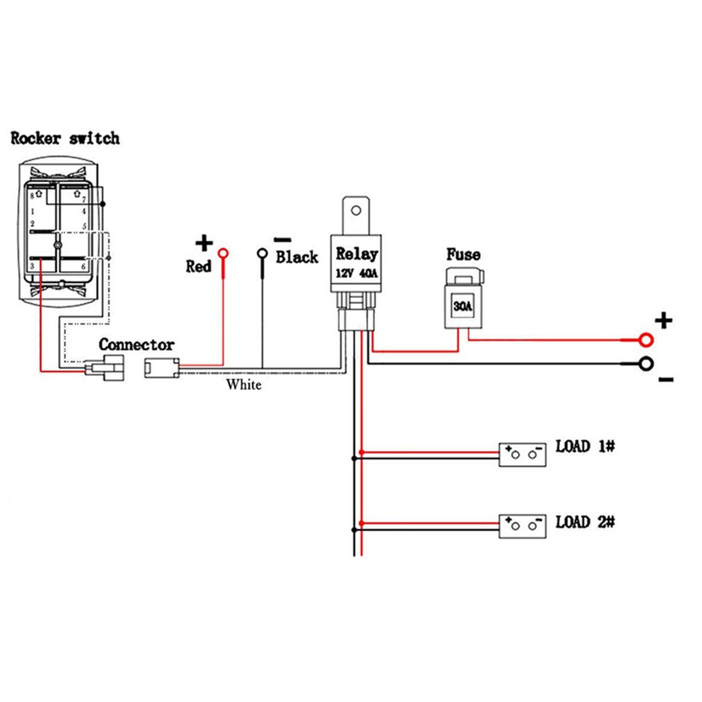 12V/40A Car Fog Light Wiring Harness ON/OFF Switch LED Work Light Switch for Off-road Spotlights Switch Relay Kit