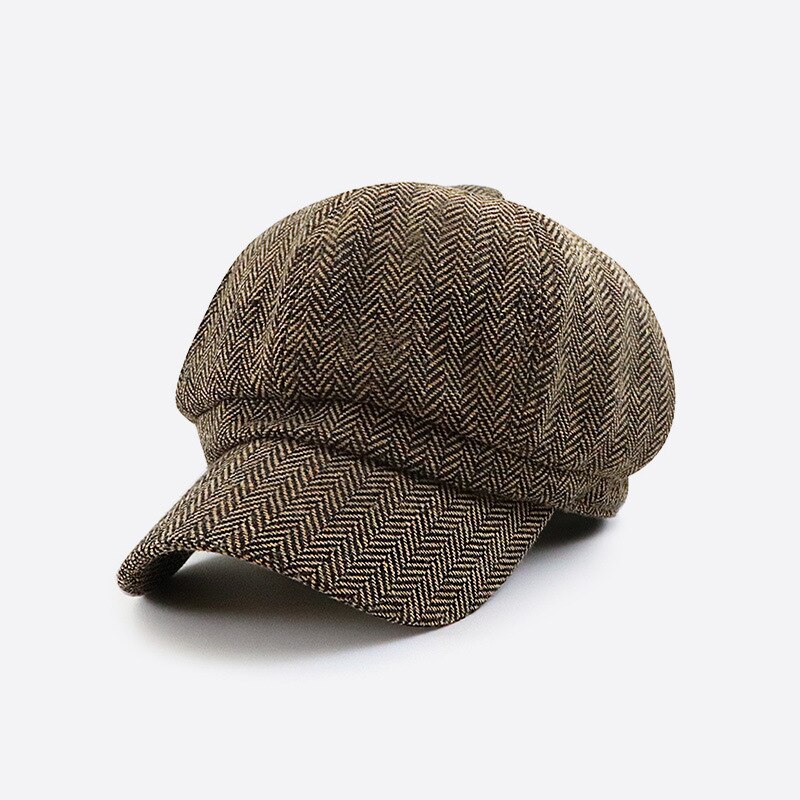 Béret pour hommes et femmes, chapeau octogonal, plat, rétro, printemps, hiver, accessoire d&#39;extérieur de peintre: Dark Coffee
