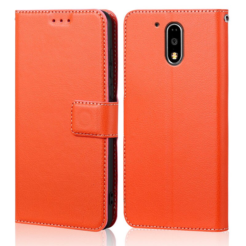 Für Motorola Moto G4 fallen Brieftasche Leder Telefon fallen für Motorola Moto G4 Plus fallen kippen Zurück Tasche: Pro Motorola Moto G4 / Orange