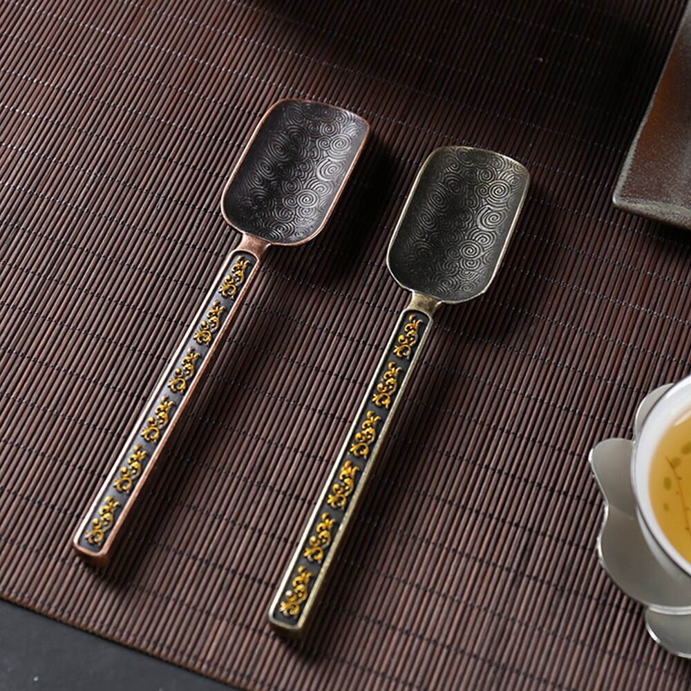 Brons Chinese Theelepel Chinese Groene Thee Lepel Bladeren Chooser Houder Thee Accessoires Tool Voor Chinese Kongfu Thee