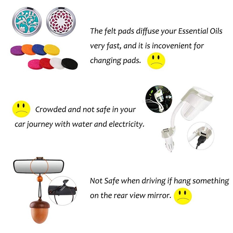 Essential Oil Diffuser For Car With Vent Clip, Wooden Stainless Steel Lava Stone Aromatherapy Diffuser Locket Mini Air Freshener