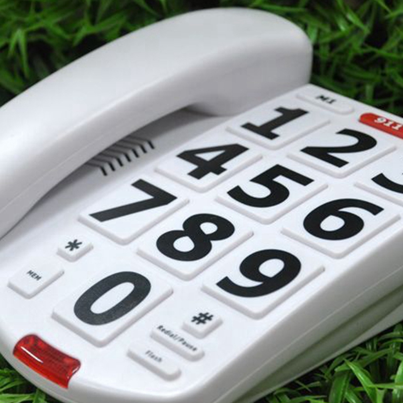 Large Letter Key Landline, Wired Desktop Phone With Handset, One Key For Help, Super Loud Volume For The Elderly