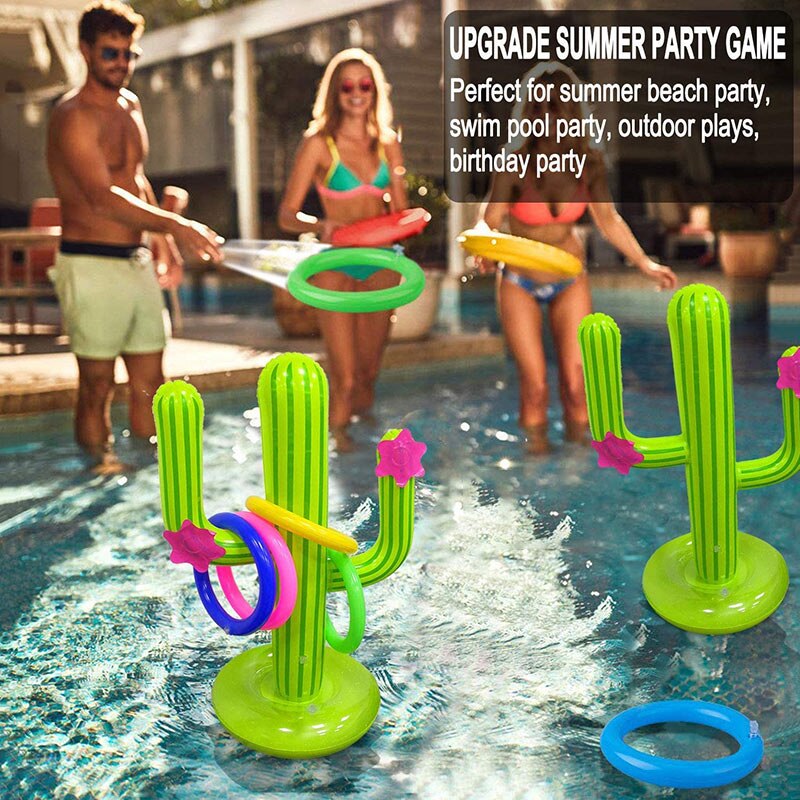 Inflatable Cactus Ring Toss Game Inflatable Toss Game Pool Toys Party Supplies Indoor Outdoor Game For Kid Adults Ice Bar Travel