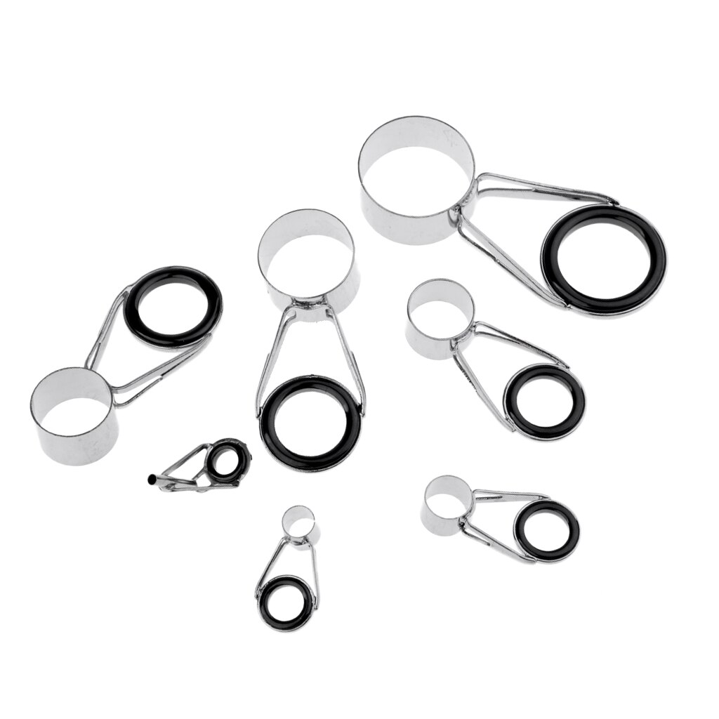 7Pcs/Kit 7 Sizes Fishing Rod Guides Tips Rod Building Repair Parts Eye Rings