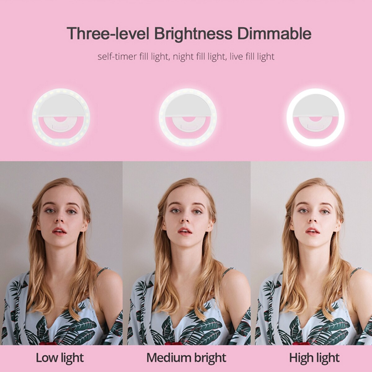 Bärbar led selfie lampring blixtbelysning led lampor dekoration mobiltelefoner foto nattljus spegel neonskylt selfie ring