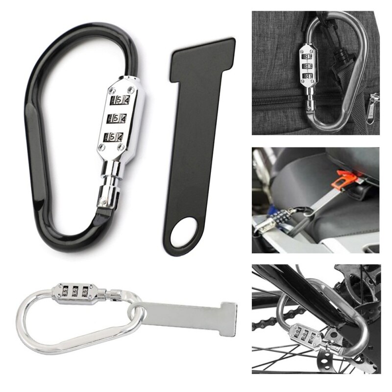 Motorhelm Lock Gesp Scooter Anti-Diefstal Open Helm Lock Sluiting Lock T-Bar 3-Digit combinatie