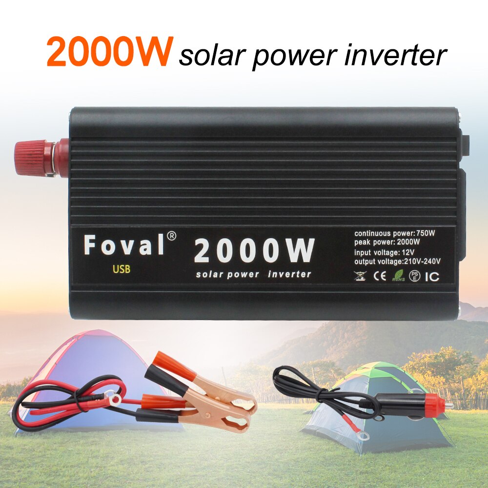 Inverter12v 220v 2000W Solar Inverter Car Inverter Full Power 2USB Power Inverter Solar Inverter Inversor Solar Convertidor 12v