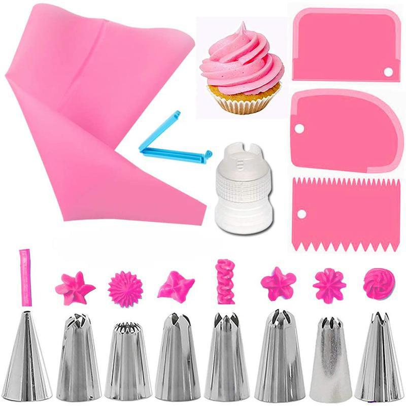 Nozzle piping cake decorating tools Confectionery equipment Kitchen accessories Pastry bag and bakery set stainless steel socket: light yellow