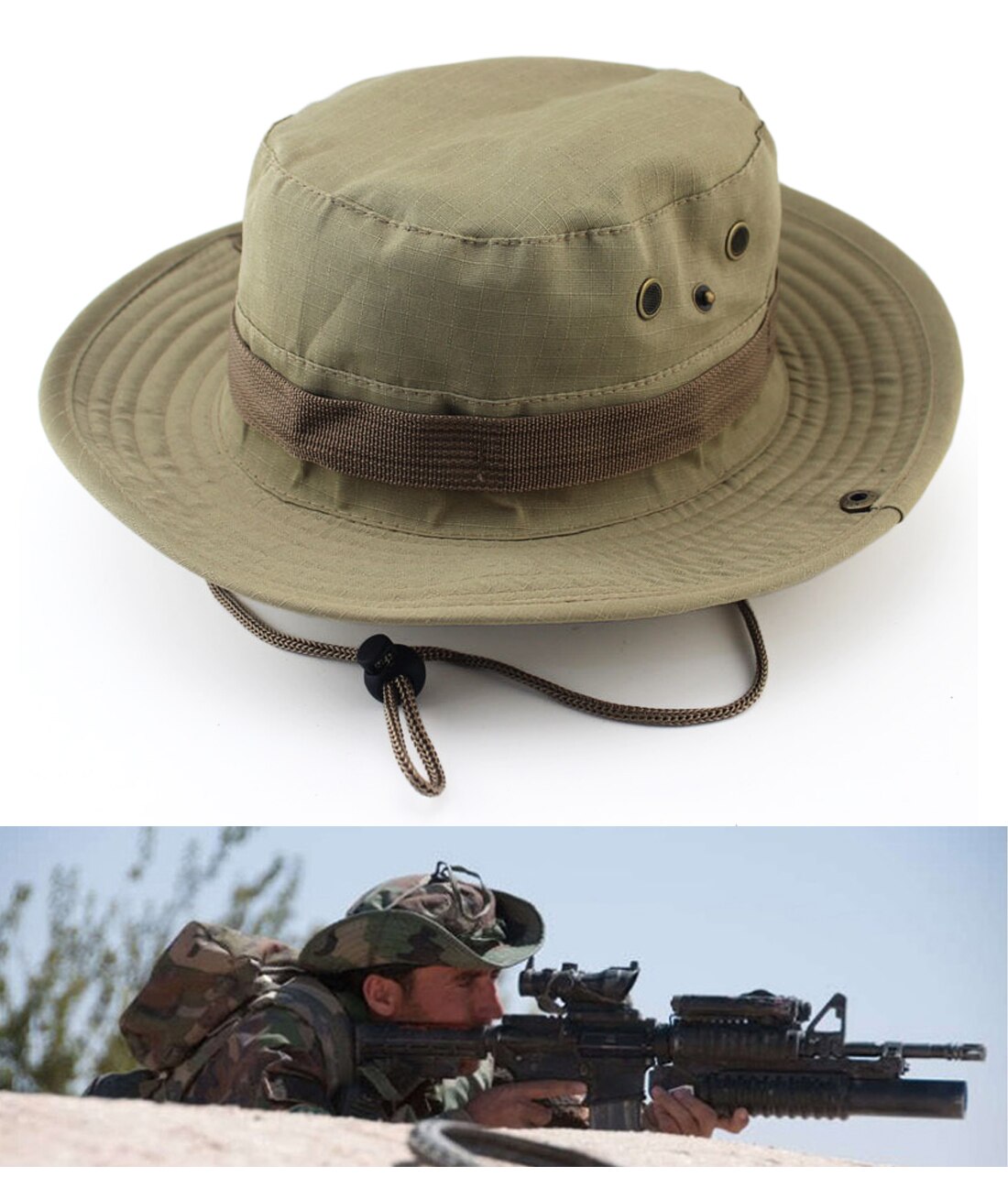 Gorros Boonie de arbusto al aire libre, gorro de pesca de camuflaje de la jungla: 6