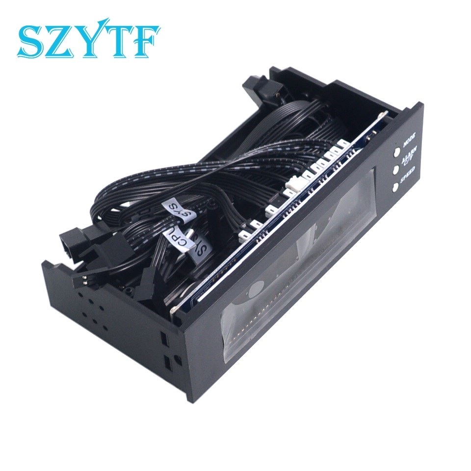 5.25 tommer 12v pc computer ventilator controller 3 ventilator hastighedsregulator temperatur sensor lcd digitalt display frontpanel til pc