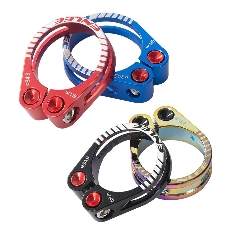 ENLEE-abrazadera para tija de sillín de bicicleta, aleación de aluminio CNC, abrazadera para tija de sillín de ciclismo, piezas de bicicleta de 31,8 MM y 34,9 MM, accesorios para tija de sillín