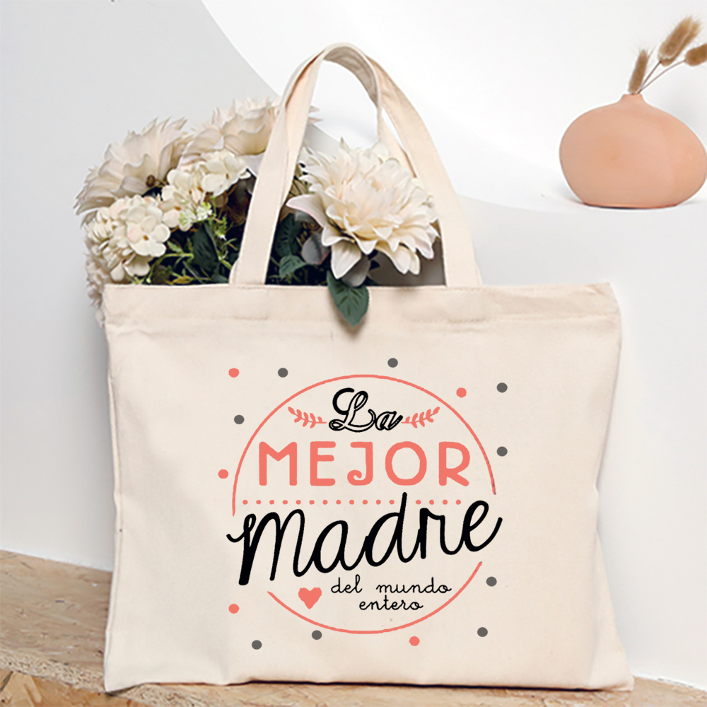 Tengo una mejor mamá del mundo, bolso de hombro estampado para mujer, bolso de lona, bolsos de compras para mujer, de cumpleaños para el día de la madre: Gris oscuro
