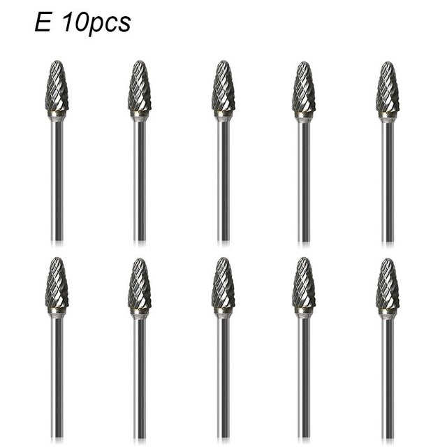Haste de metal desenho carboneto tungstênio fresa ferramenta rotativa rebarbas duplo diamante corte rotativo ferramentas dremel moagem elétrica: E