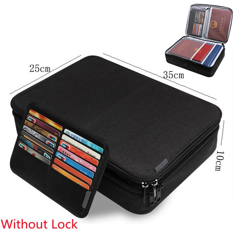Multi-layer Document Tickets Opbergtas Grote Capaciteit Bestand Organizer Case Home Reizen Paspoort Regelen Aktetas Accessoires: A Black
