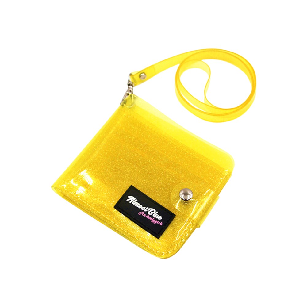 transparent Ich würde Karte Halfter PVC Klapp Kurze Brieftasche Frauen Mädchen funkeln Visitenkarten fallen Geldbörse mit Schlüsselband
