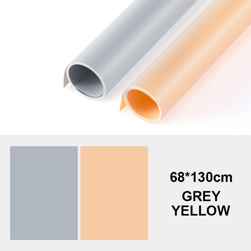 Plaque de fond en PVC mat et givré, couleur unie, 68x130cm, 2 pièces, arrière-plan de photographie, tissu imperméable et Anti-rides: gray yellow