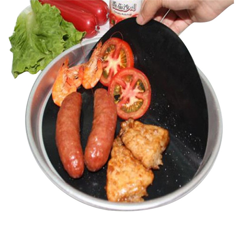 2 stk runde teflon non-stick matte panne stek liner ark matlaging wok ark pad kjøkken bbq bakematter høy temperatur motstand