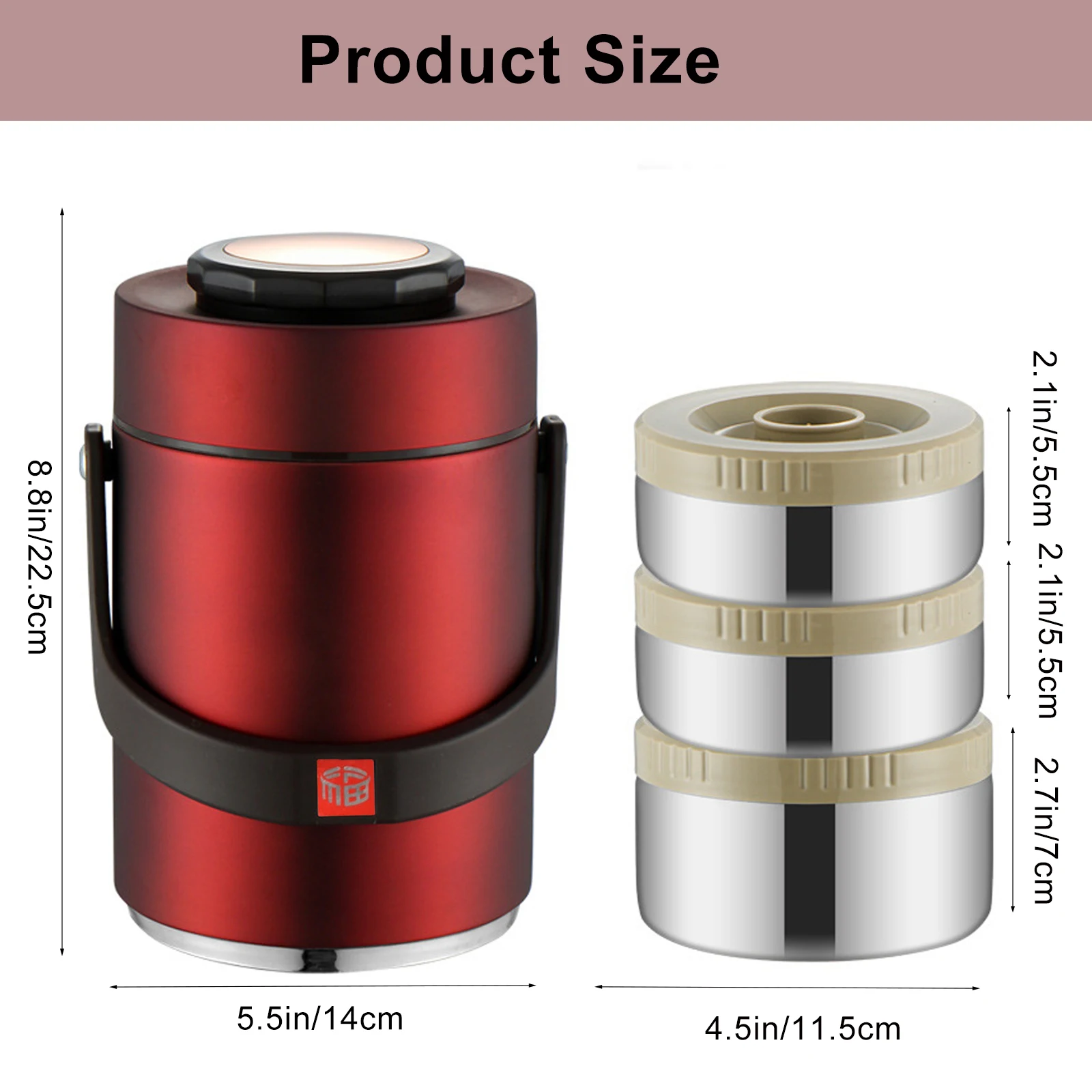 304 stainless steel insulation bucket insulation lunch box 3 layers 2L