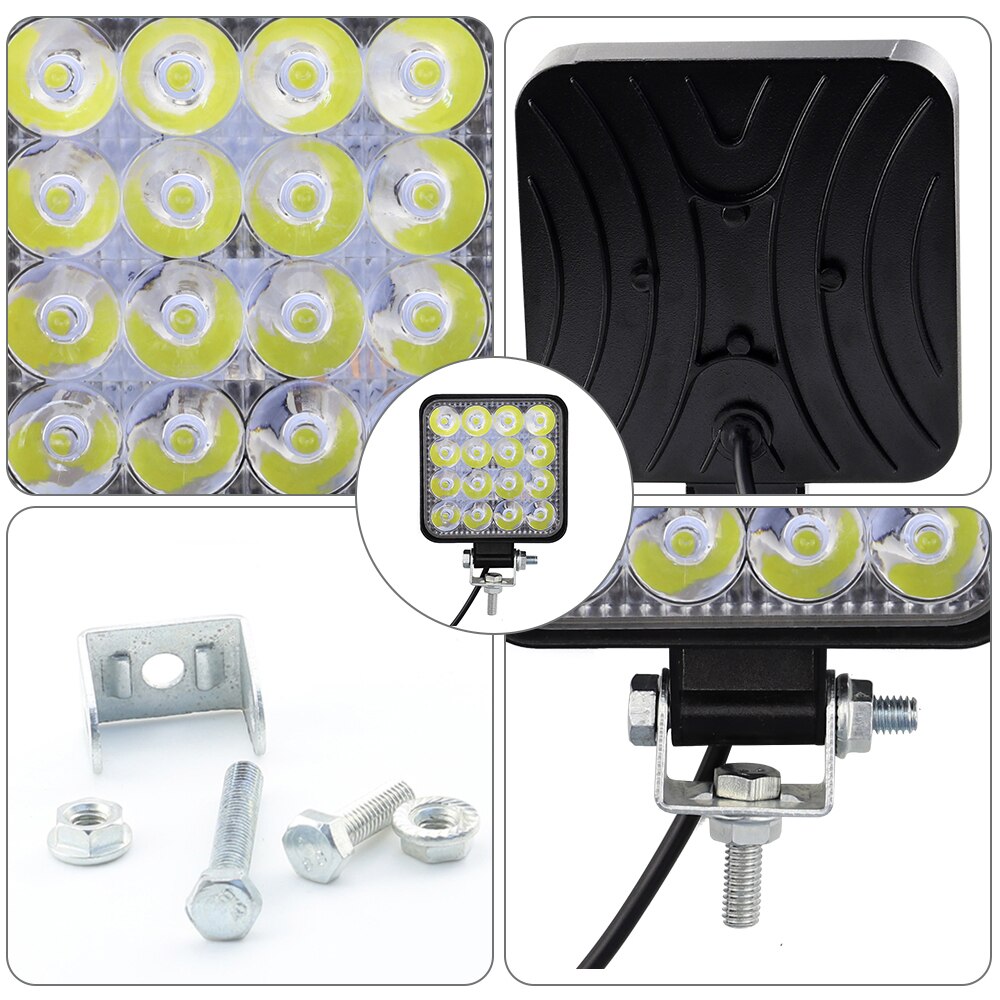 4pcs 48W Car LED Work Light Assembly 12V 24V Lamp Spotlight Spotlight LED Light Bar For Offroad Truck Car 3,520LM